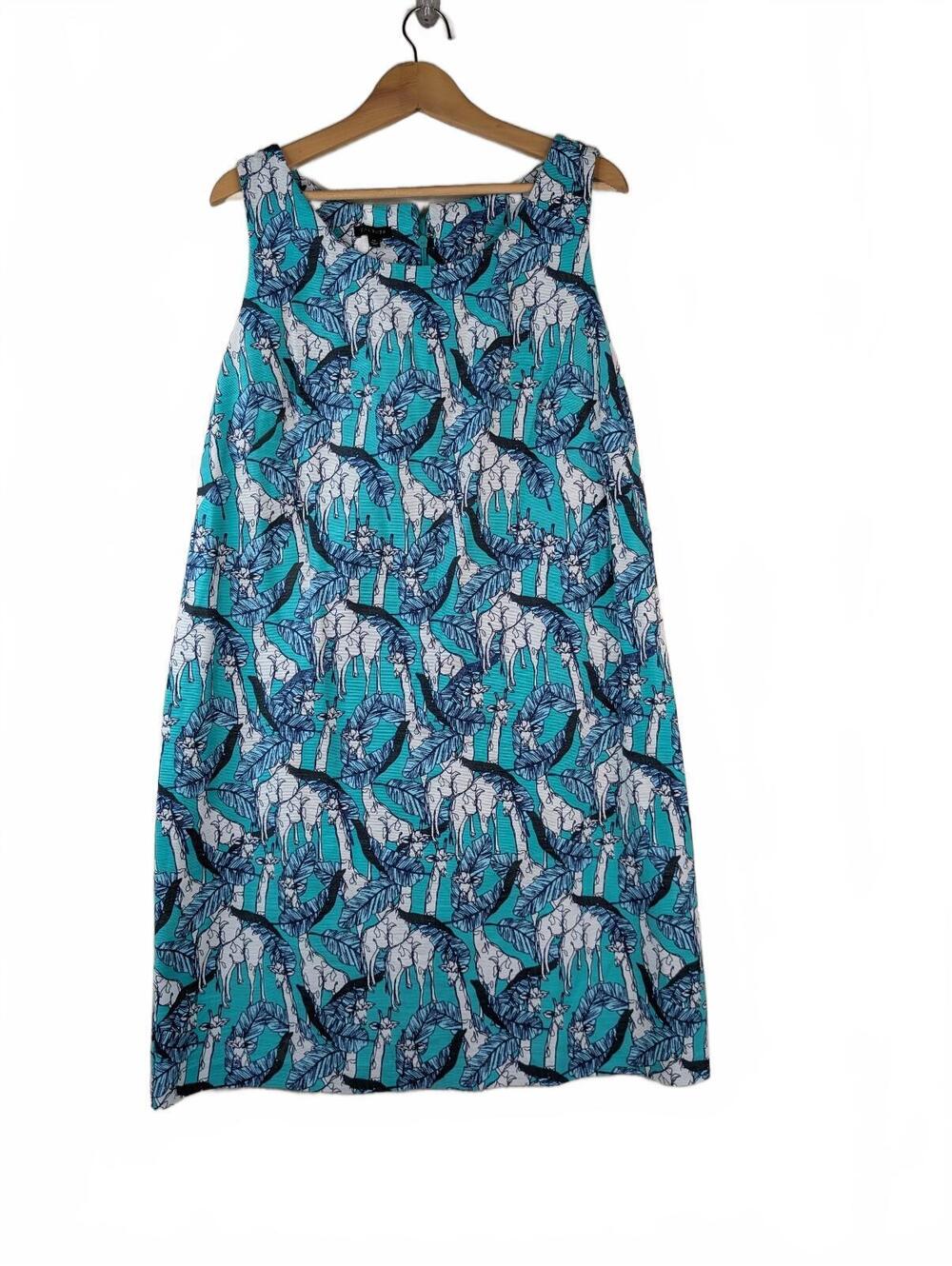 Talbots Cotton Shift Dress with Tropical Giraffe Print, Size‎ 14